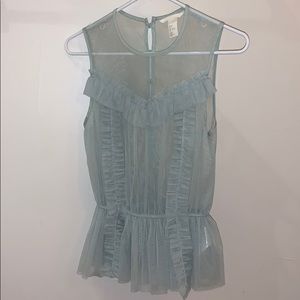 H&M Turquoise Sheer Sleeveless Top